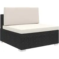 vidaXL Canapé de taille moyenne avec coussins, modulaire, en rotin synthétique noir