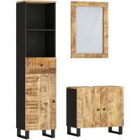 vidaXL Ensemble de meubles de salle de bain 3 pièces en bois massif de manguier