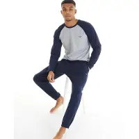 Threadbare Ensemble de pyjama hommes - Gris Marl/Marine