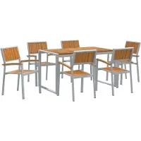 vidaXL Ensemble de jardin pour 7 personnes, gris, en bois d'acacia massif