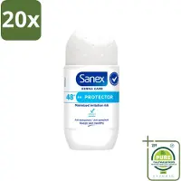 Sanex 20 déodorants roll-on Dermo Protector - 53 ml - Lot de 20 pièces