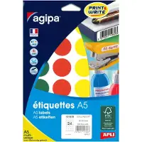 Agipa Apli-Agipa Etiquettes - Adhésif Permanent - Vert, Rouge, Jaune, Bleu - Diamètre 45 Mm 84 Rouleau(X) (7 Feuille(S) X 12 Étiquettes