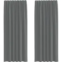vidaXL Voile Rideaux avec poches pour tringles 2 pcs. Gris foncé