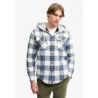 Superdry Borg Lined Hooded Overshirt Long Sleeve Shirt Blanc L Homme