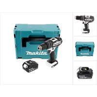 Makita Perceuse-visseuse à percussion sans fil DHP 482 G1J W 18 V 62 Nm, blanche + 1 batterie 6,0 Ah + Makpac - sans chargeur