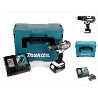 Makita Perceuse-visseuse à percussion sans fil DHP 482 RF1J W 18 V 62 Nm + 1 batterie 3,0 Ah + chargeur dans un coffret Makpac