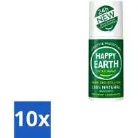 Happy Earth 10 déodorants roll-on "" Bergamote et cèdre, 75 ml - Pack économique - 10 pièces