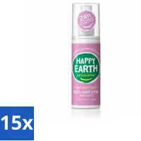 Happy Earth 15 sprays déodorants naturels , senteur lavande et ylang-ylang, 100 ml, lot de 15
