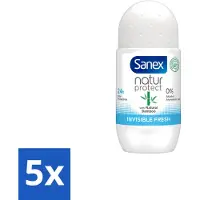 Sanex 5 déodorants roll-on Bamboo Invisible Fresh, 50 ml, lot avantageux - 5 pièces