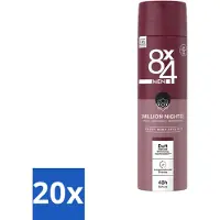 8x4 8 x 4 Déodorant Spray Men - N° 18 Millions Nights - Déodorant - Pour hommes - 150 ml - Pack avantage - 20 pièces