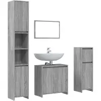 vidaXL Ensemble de meubles de salle de bain 4 pièces Gris Sonoma Bois composite