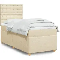 vidaXL Lit boxspring avec matelas Crème 90x190 cm Tissu