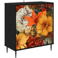 vidaXL Meuble de rangement GENNEP, noir, imitation chêne, 69 x 33 x 76 cm