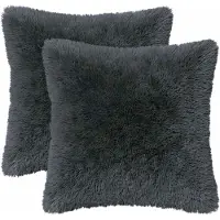 vidaXL Housse De Coussin 2 Pcs Heerlen Anthracite 45 X 45 Cm Fleece Pv
