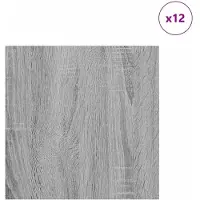 vidaXL Plaques de décoration, 12 pièces. Gris Sonoma, 30 x 30 x 0,27 cm