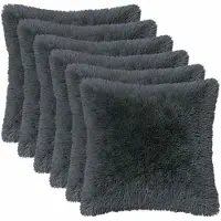 vidaXL Housse De Coussin 6 Pcs Heerlen Anthracite 40 X 40 Cm Fleece Pv