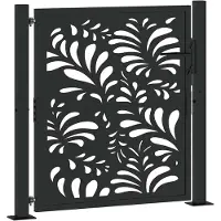 vidaXL Portail de jardin noir 105x106 cm acier conception de vagues