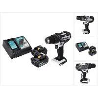Makita Perceuse-visseuse à percussion sans fil DHP 482 RT W 18 V 62 Nm + 2 batteries 5,0 Ah + chargeur