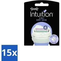 Wilkinson Sword - Recharges de lames - Intuition Blades Peau Sèche - Apaisant - 3 lames - Pack Avantage - 15 pièces