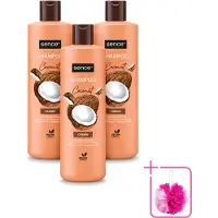Sence 3 bouteilles de shampooing à l'huile de coco - Shampooing nourrissant pour les cheveux secs et abîmés - 400 ml - Pack économique - 3 pièces