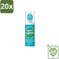 Happy Earth 20 sprays déodorants "" aux notes de cèdre et de citron vert – 100 ml - Lot de 20 pièces