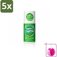 Happy Earth 5 déodorants roll-on "" au concombre et au matcha - 100% naturels - 75 ml - Pack économique - 5 pièces