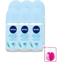 Nivea 6 déodorants roll-on Energy Fresh pour femmes - 50 ml - Pack économique - 6 pièces