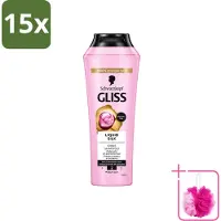 GLISS 15 flacons de shampooing Schwarzkopf Liquid Silk pour des cheveux brillants - 250 ml - Pack économique - 15 pièces