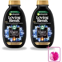 Garnier 2 x Shampooing Loving Blends Charbon Magnétique - pour les cuirs chevelus gras et les longueurs sèches - 300 ml - Pack économique - 2 pièces