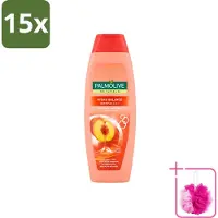 Palmolive 15 x Shampooing 2-en-1 Naturals , hydratation et équilibre, à l'extrait de pêche - 350 ml - Pack économique - 15 pièces