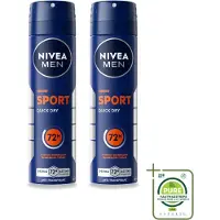 Nivea 2 x Déodorant anti-transpirant MEN Sport, spray, 150 ml - Lot de 2