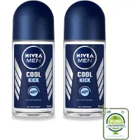 Nivea 2 x Déodorant roll-on anti-transpirant MEN Cool Kick, 50 ml - Lot de 2
