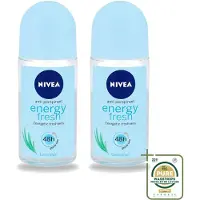 Nivea 2 déodorants roll-on Energy Fresh pour femmes - 50 ml - Pack économique - 2 pièces