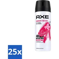 Axe - Déodorant corps en spray - 48h Non Stop Fresh - Anarchy For Her - Rose & Bergamote - 150 ml - Pack avantage - 25 pièces