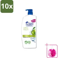 Head & shoulders 10 flacons de shampooing anti-pelliculaire Apple Fresh avec distributeur pompe, 1000 ml - Pack économique - 10 pièces