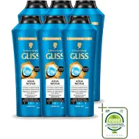 GLISS 6 flacons de shampooing -Kur Aqua Revive – Rafraîchissant et hydratant – 400 ml - Pack économique - 6 pièces