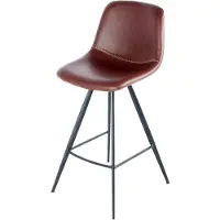 Padiro Ensemble de 2 tabourets - Marron foncé / Noir - Revêtement en similicuir - Hauteur d'assise 70 cm - Style industriel
