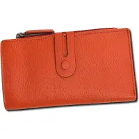 Florence Portefeuille en cuir orange, modèle OPF103O3, de la marque Florence Damen, dimensions : 9x16x2 cm