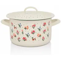 Metalac Flowers, casserole émaillée, 18 cm, couleur crème clair