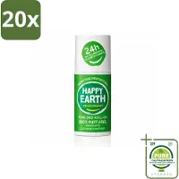 Happy Earth 20 déodorants roll-on "" au concombre et au matcha - 100% naturels - 75 ml - Lot de 20 pièces