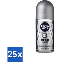 Nivea 25 déodorants roll-on MEN Silver Protect Dynamic Power - 50 ml - Pack économique - 25 pièces