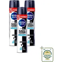 Nivea 3 sprays déodorants MEN Invisible Black & White Active, 250 ml - Pack de 3