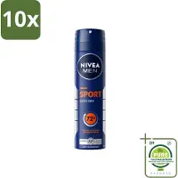 Nivea 10 x Déodorant anti-transpirant MEN Sport, spray, 150 ml - Lot de 10 pièces