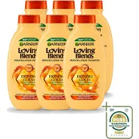 Garnier 6 flacons de shampooing Loving Blends, gamme "Honoring Goud", pour cheveux abîmés et cassants, 300 ml - Pack économique - 6 pièces