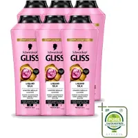 GLISS 6 flacons de shampooing -Kur Liquid Silk pour des cheveux soyeux - 400 ml - Lot de 6