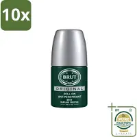 BRUT 10 déodorants roll-on Original - 50 ml - Pack économique - 10 pièces