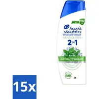 Head & shoulders 15 flacons de shampooing 2-en-1 Menthol Fresh, anti-pellicules, 300 ml - Pack économique - 15 pièces