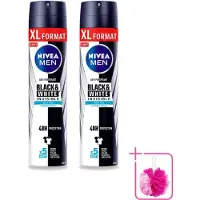 Nivea 2 x Déodorant MEN Invisible Black & White Active, format spray, 250 ml - Lot de 2