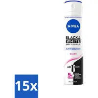 Nivea - Deodorant - Spray - Black & White Invisible Clear - Antitranspirant - 150 ml - Vorteilspack - 15 Stücke
