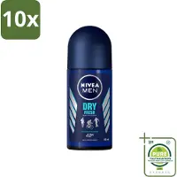 Nivea 10 déodorants roll-on MEN Dry Fresh, 50 ml - Lot de 10 pièces